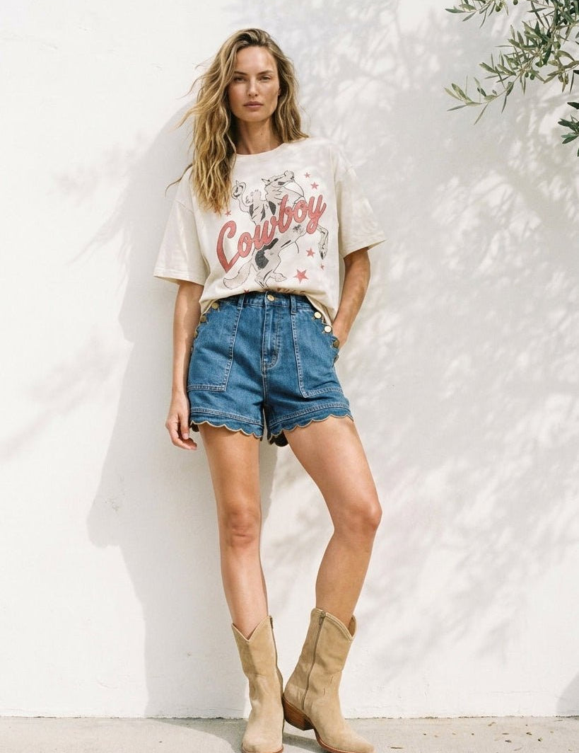 Cowboy Take Me Away Oversized Graphic Tee - Westly