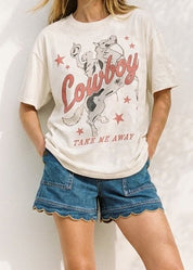 Cowboy Take Me Away Oversized Graphic Tee - Westly