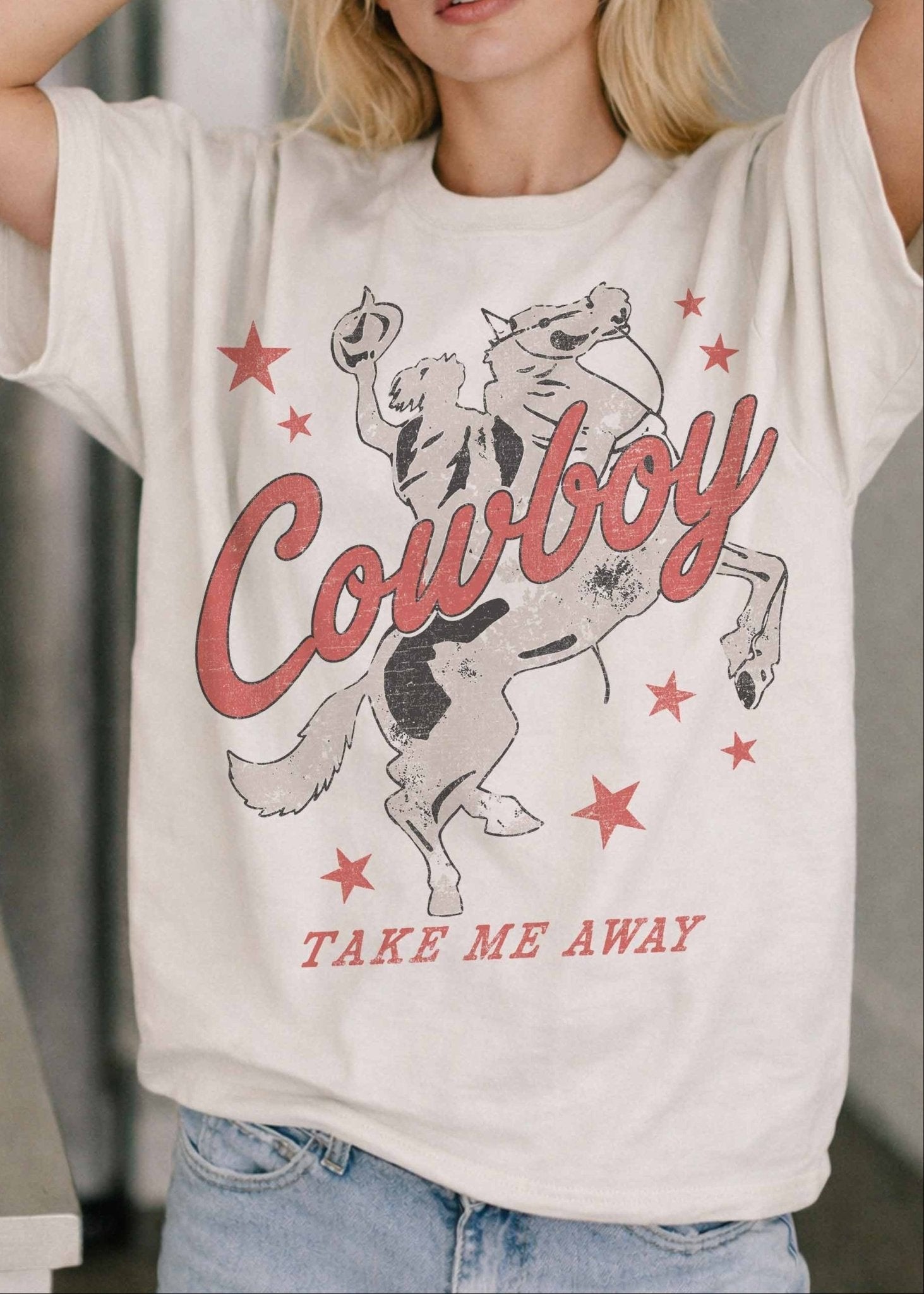 Cowboy Take Me Away Oversized Graphic Tee - Westly