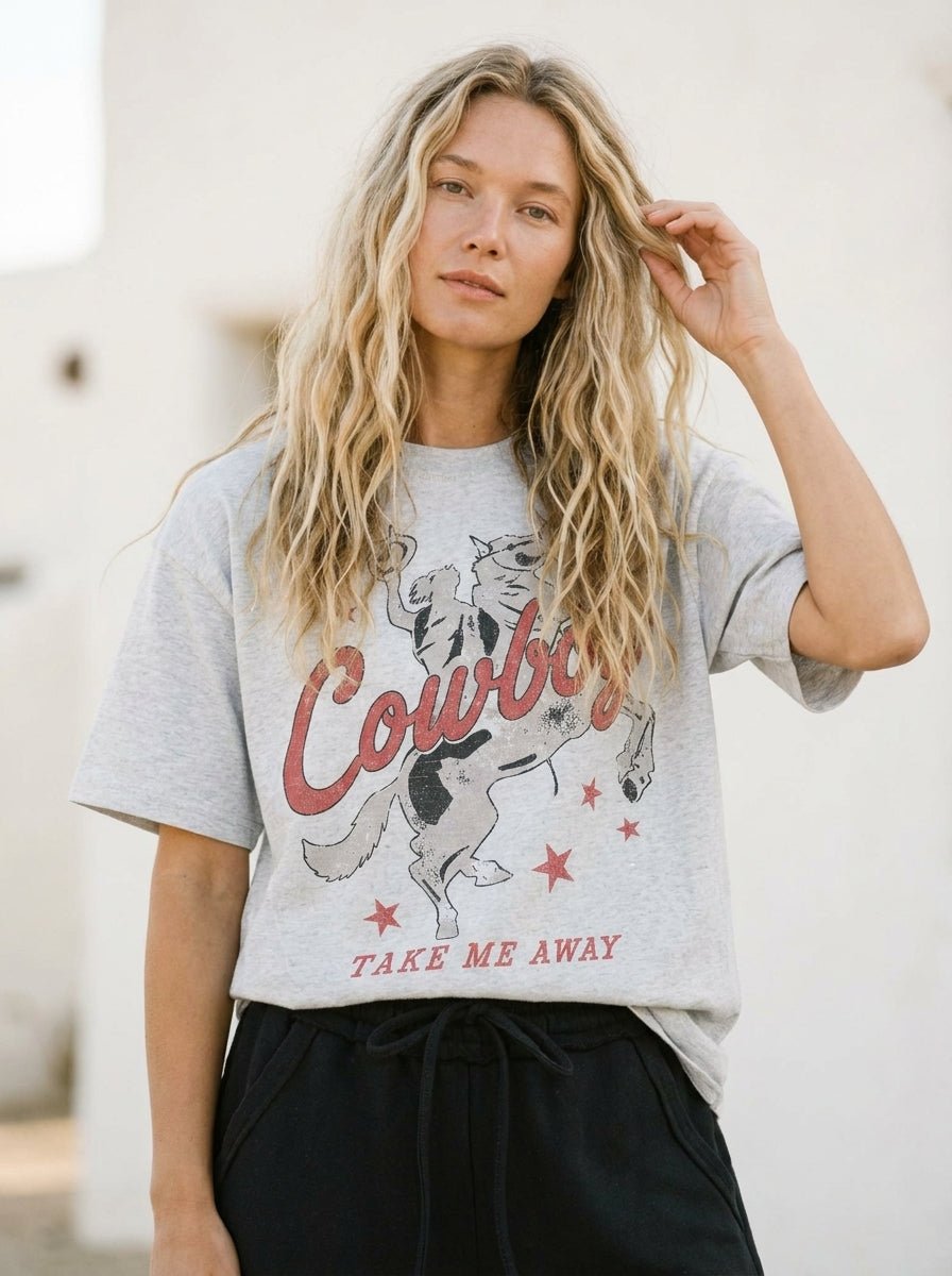 Cowboy Take Me Away Oversized Graphic Tee - Westly