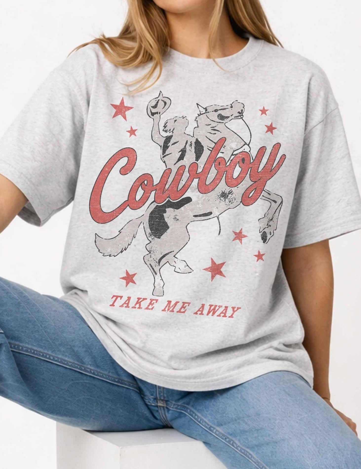 Cowboy Take Me Away Oversized Graphic Tee - Westly