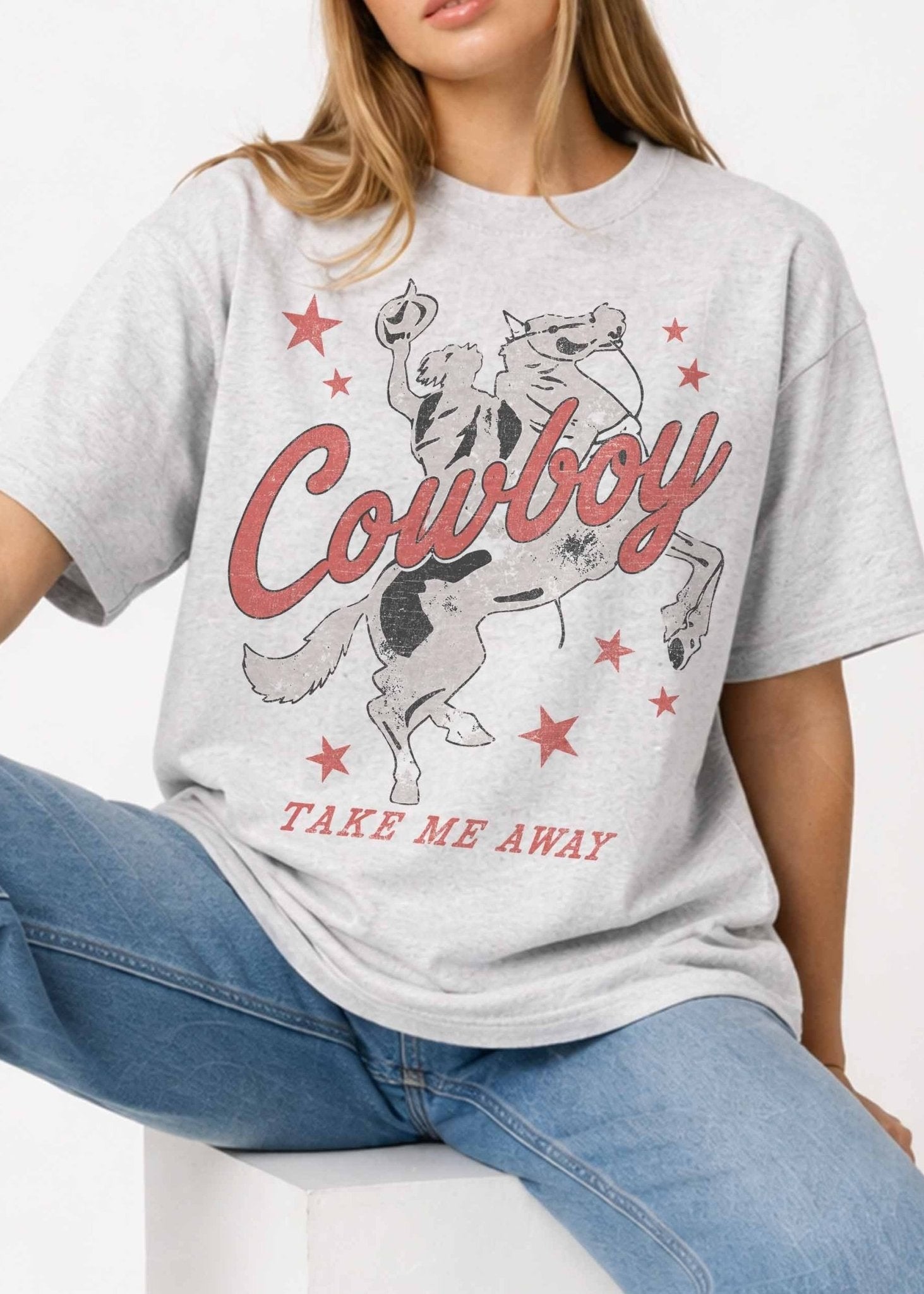 Cowboy Take Me Away Oversized Graphic Tee - Westly