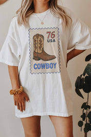 Cowboy USA Stamp Oversized Graphic Tee - Westly