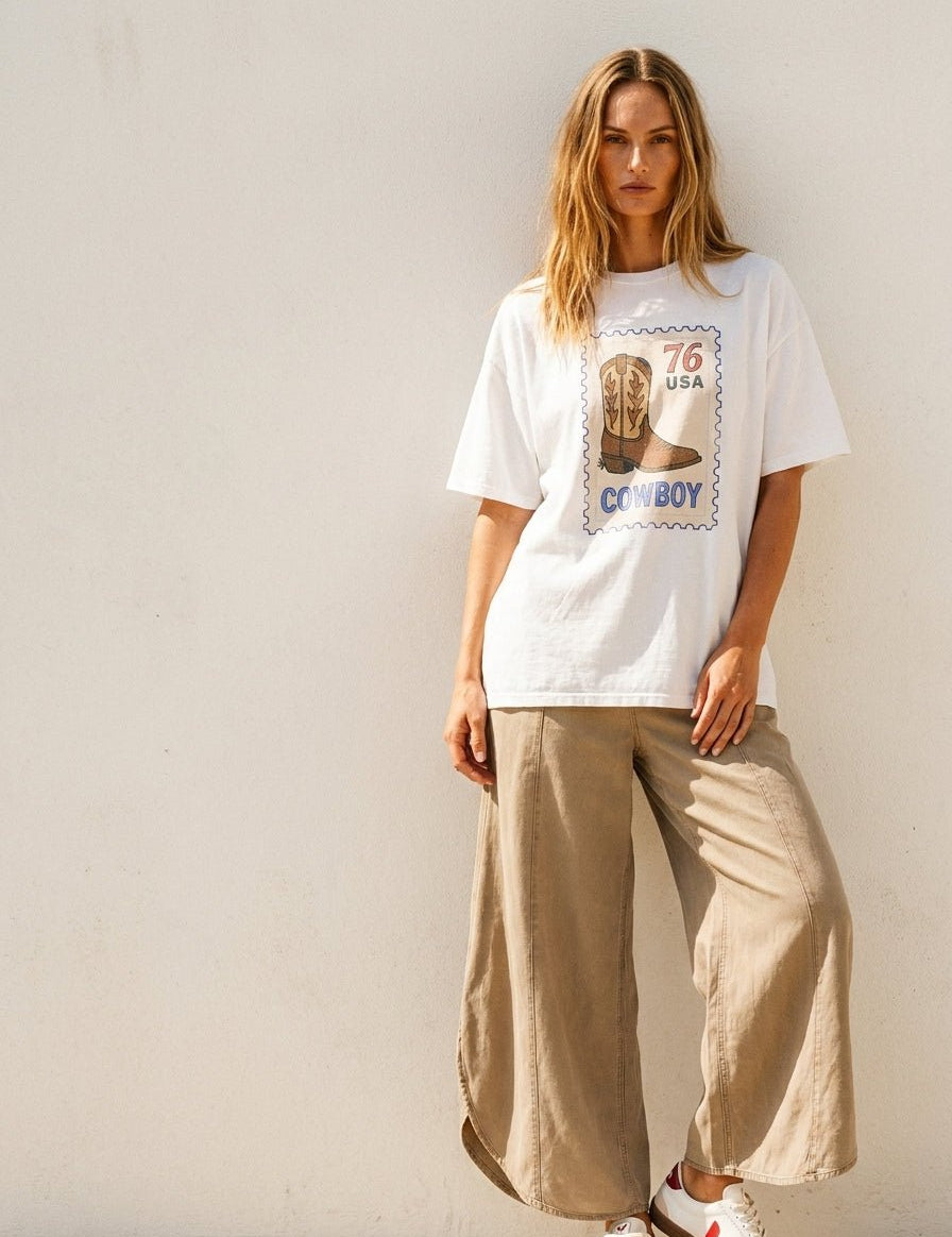 Cowboy USA Stamp Oversized Graphic Tee - Westly