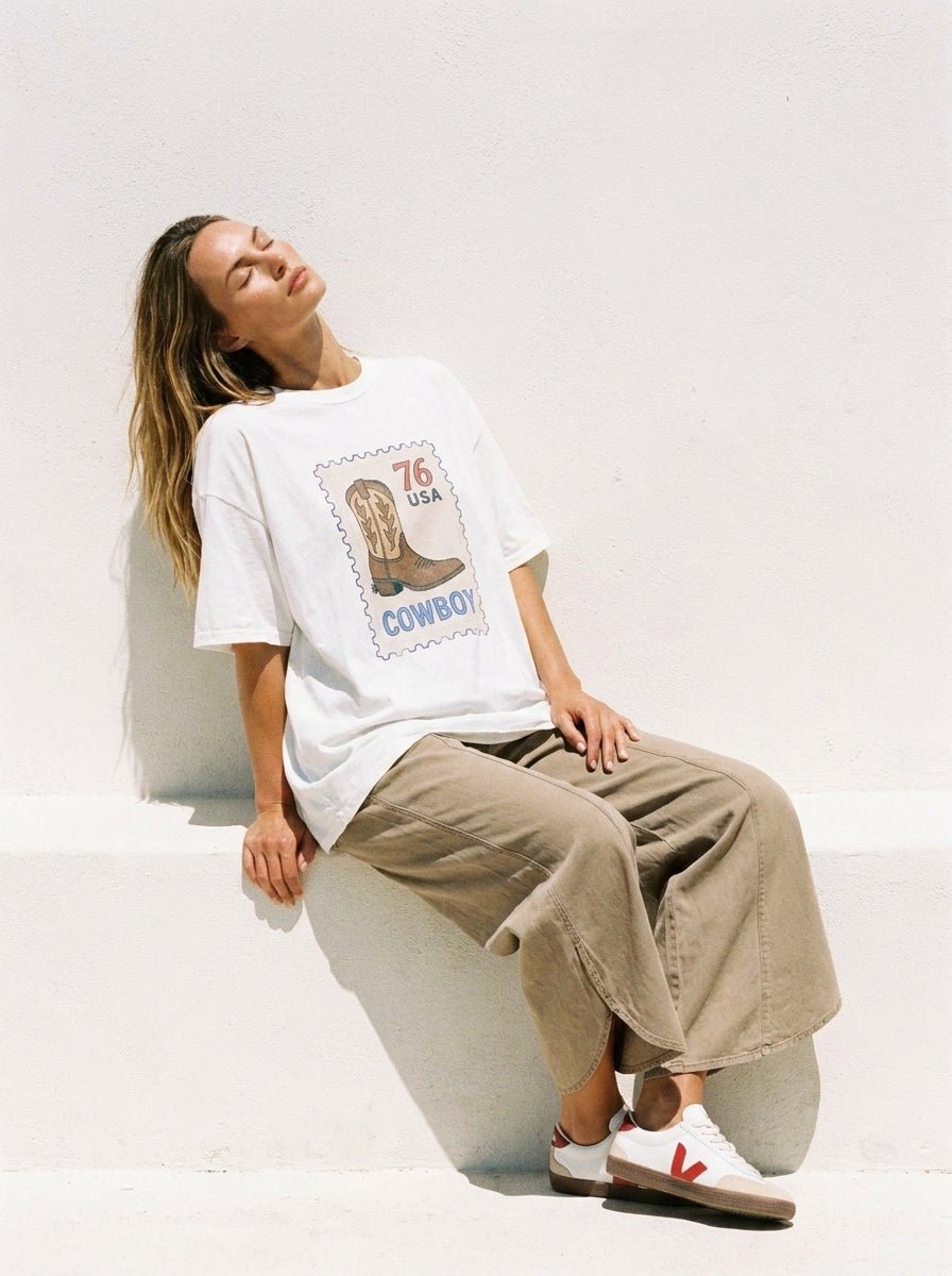 Cowboy USA Stamp Oversized Graphic Tee - Westly