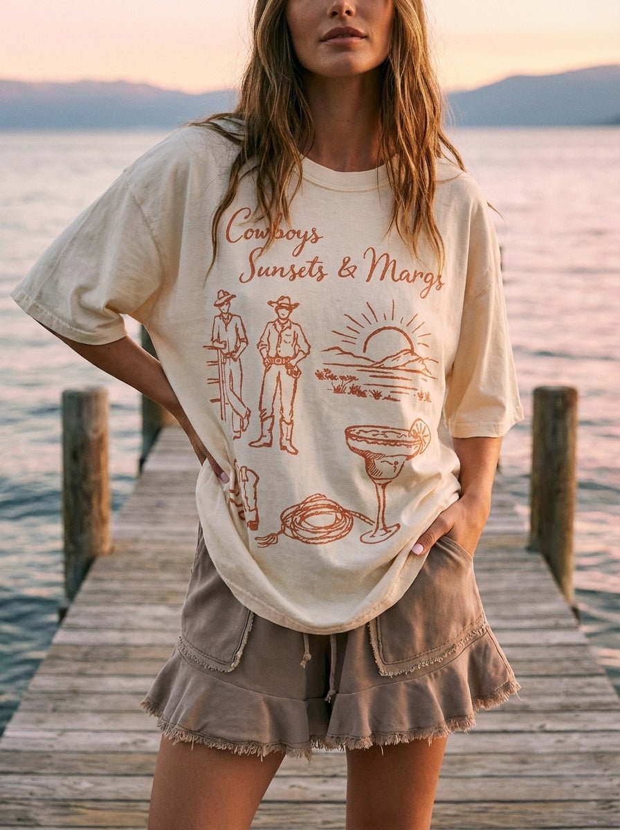 Cowboys, Sunsets & Margs Graphic Tee - Westly