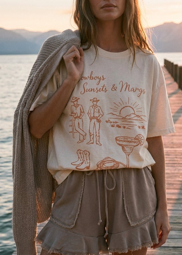 Cowboys, Sunsets & Margs Graphic Tee - Westly