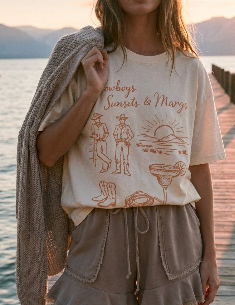 Cowboys, Sunsets & Margs Graphic Tee - Westly