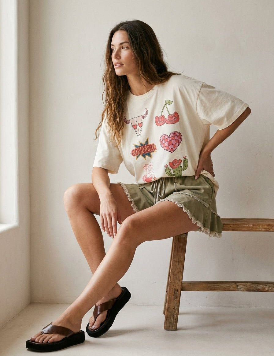 Cowgirl Collage Oversized Graphic Tee - Westly