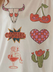 Cowgirl Collage Oversized Graphic Tee - Westly