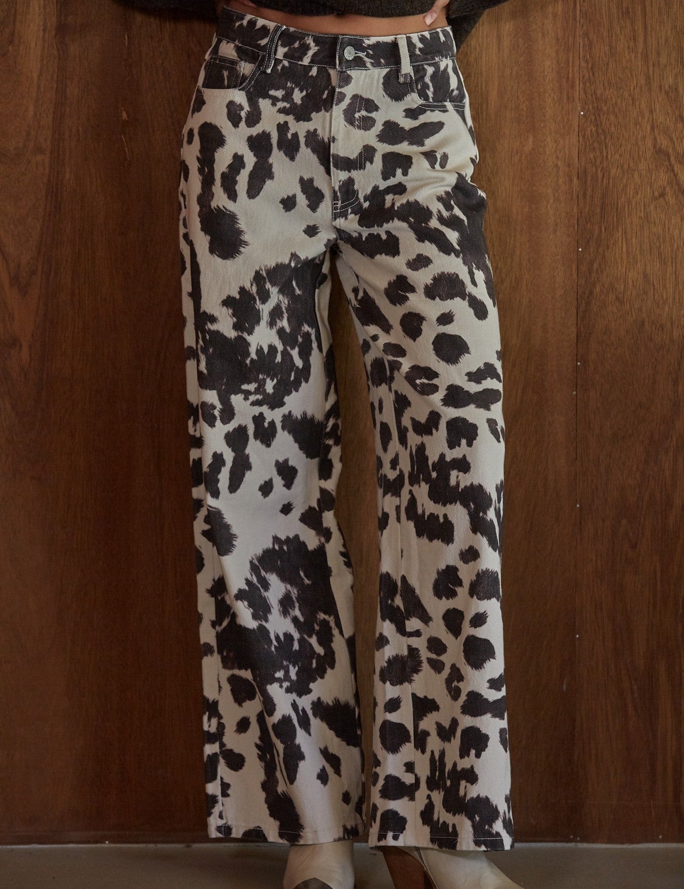 Cowgirl Equation Cow Print Wide Leg Pants - Westly