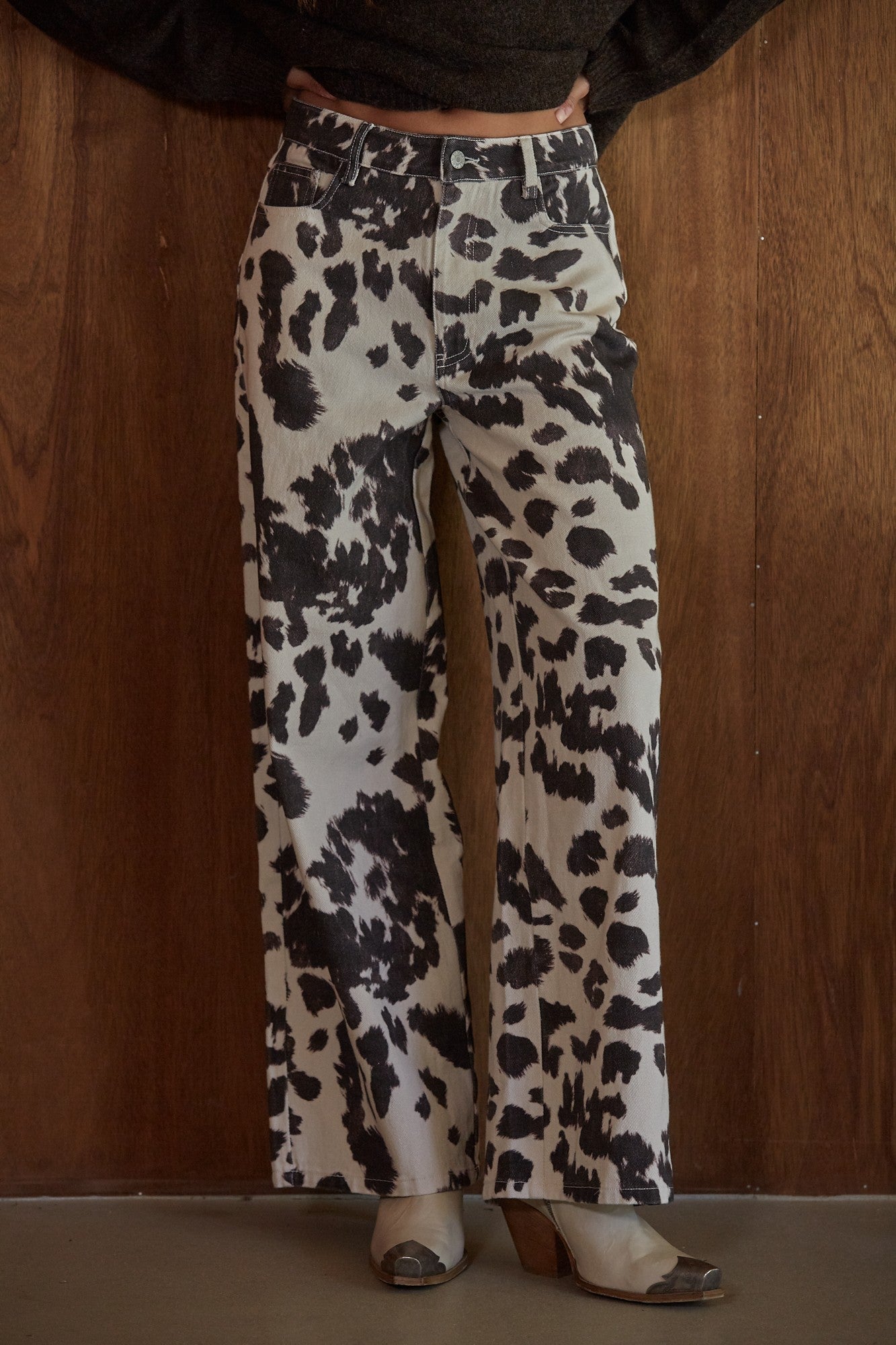 Cowgirl Equation Cow Print Wide Leg Pants - Westly