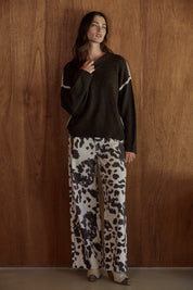 Cowgirl Equation Cow Print Wide Leg Pants - Westly