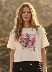 Cowgirl Garment - Washed Cropped Graphic Tee - Westly