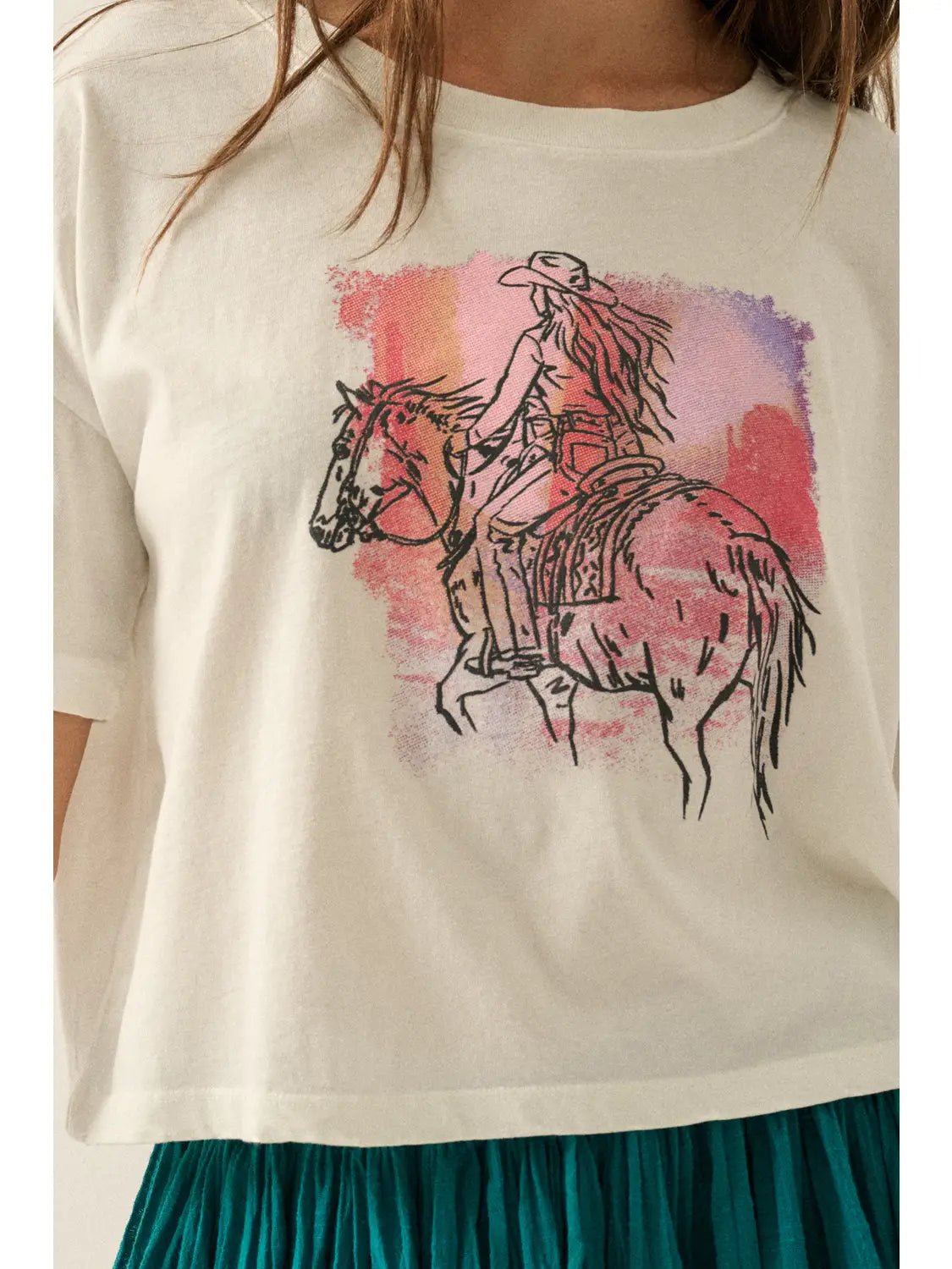 Cowgirl Garment - Washed Cropped Graphic Tee - Westly