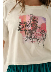 Cowgirl Garment - Washed Cropped Graphic Tee - Westly