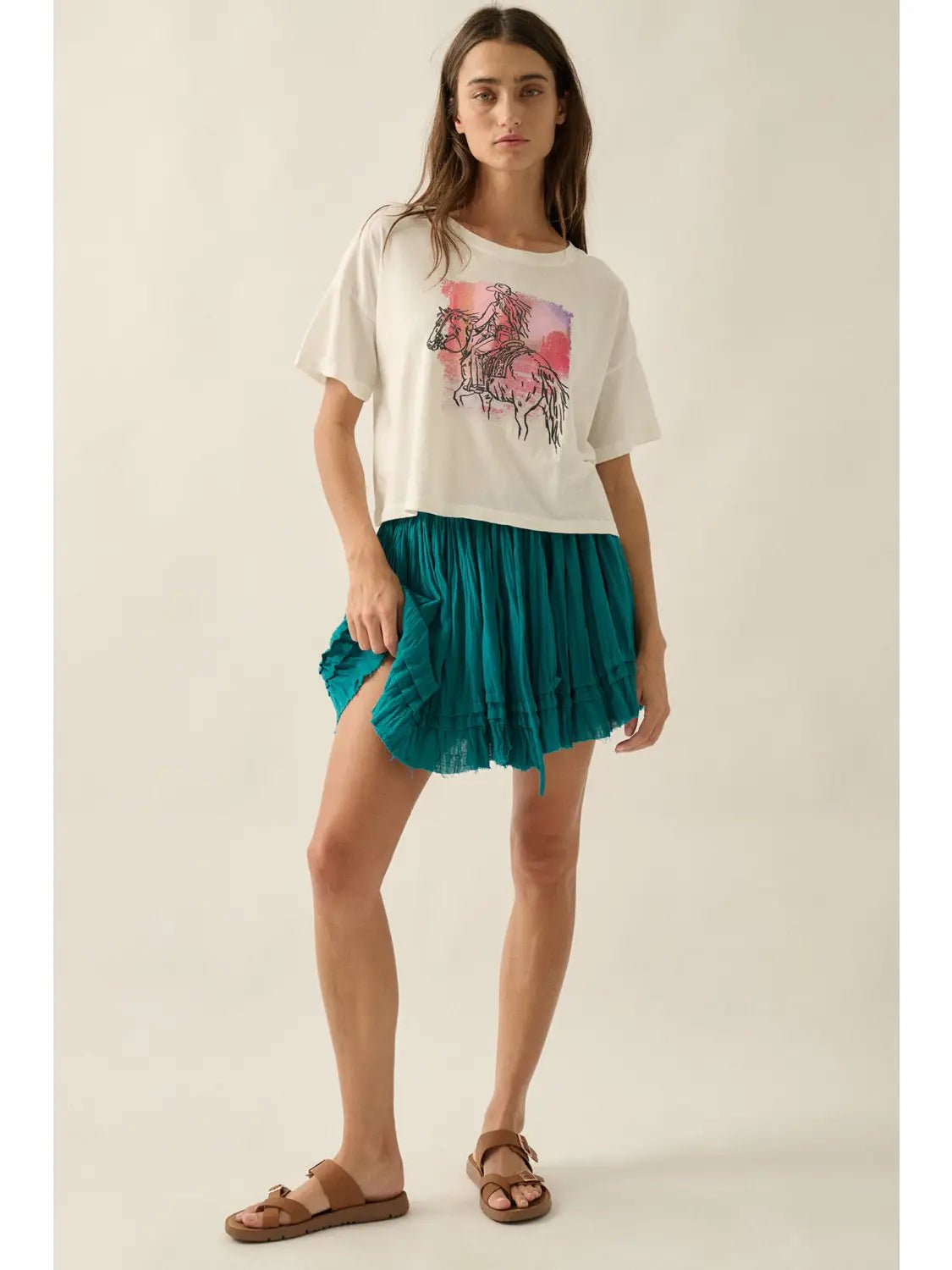 Cowgirl Garment - Washed Cropped Graphic Tee - Westly