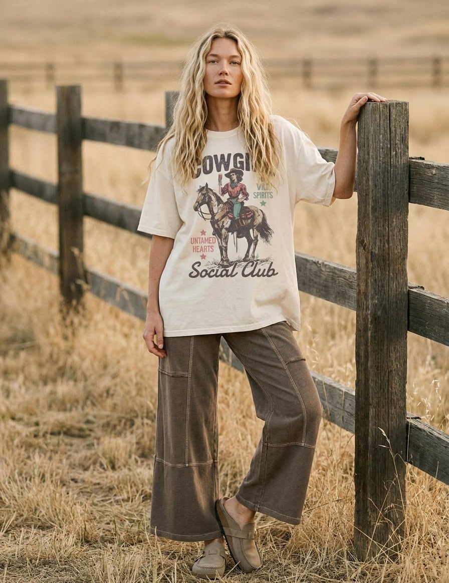Cowgirl Social Club Oversized Graphic Tee - Westly