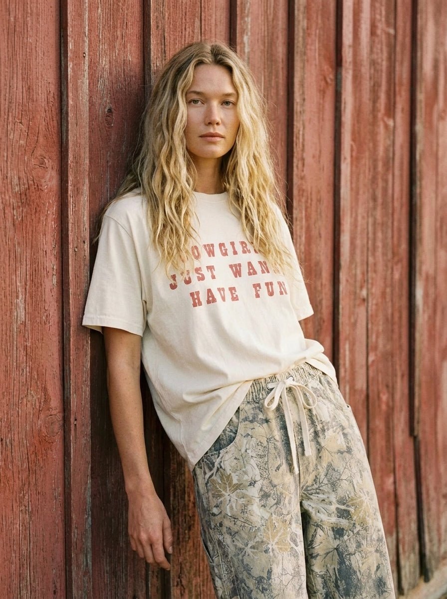 Cowgirls Just Wanna Have Fun Oversized Graphic Tee - Westly