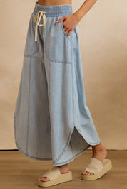 Crescent Hem Denim Drawstring Pants in Denim - product photo 1