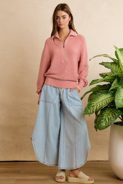 Crescent Hem Denim Drawstring Pants in Denim - product photo 3