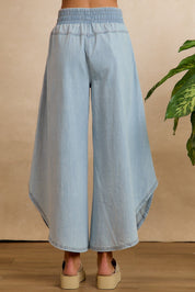 Crescent Hem Denim Drawstring Pants in Denim - product photo 4