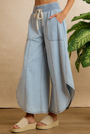 Crescent Hem Denim Drawstring Pants in Denim - product photo 5