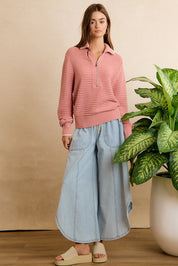 Crescent Hem Denim Drawstring Pants in Denim - product photo 6