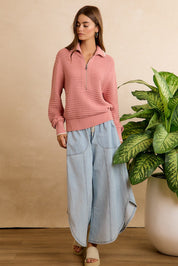 Crescent Hem Denim Drawstring Pants in Denim - product photo 7