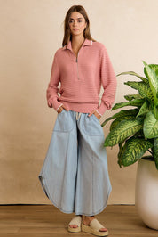 Crescent Hem Denim Drawstring Pants in Denim - product photo 8