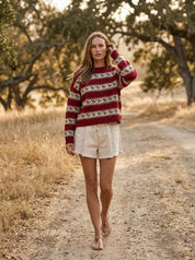 Crimson Grove Floral Knit Sweater - Westly