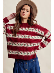 Crimson Grove Floral Knit Sweater - Westly