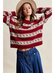 Crimson Grove Floral Knit Sweater - Westly