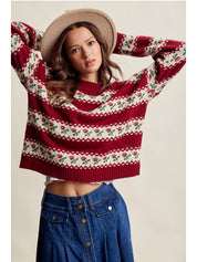 Crimson Grove Floral Knit Sweater - Westly