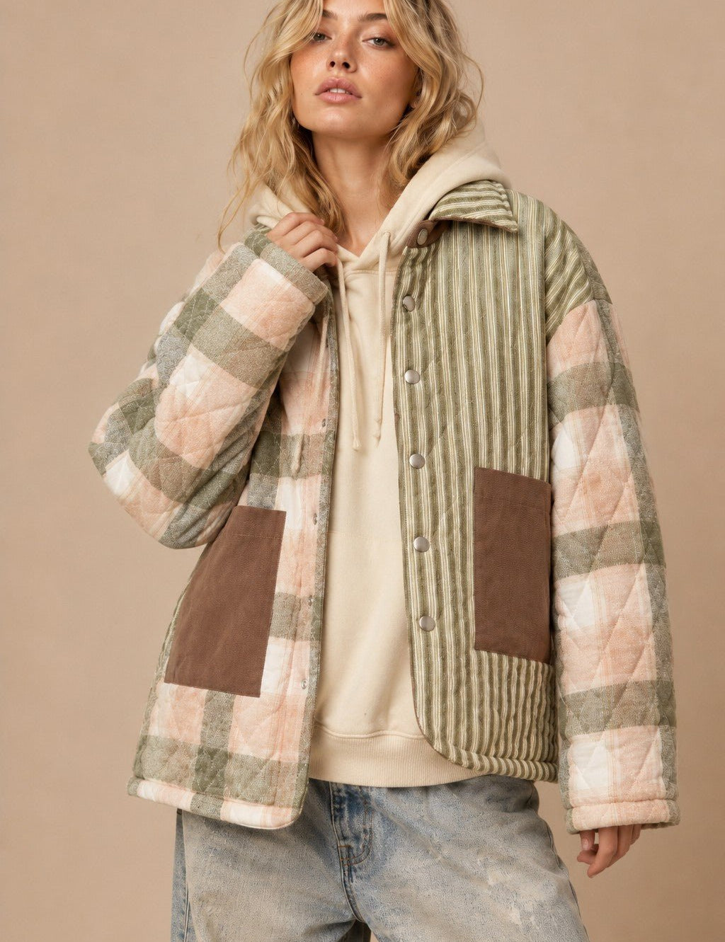Crossroads Mixed Print Quilted Jacket - Westly