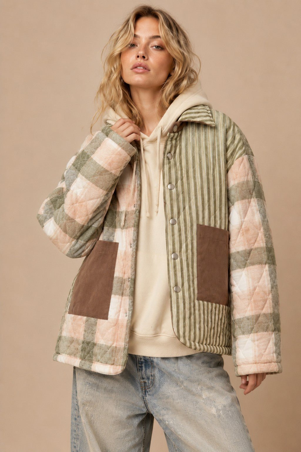 Crossroads Mixed Print Quilted Jacket - Westly