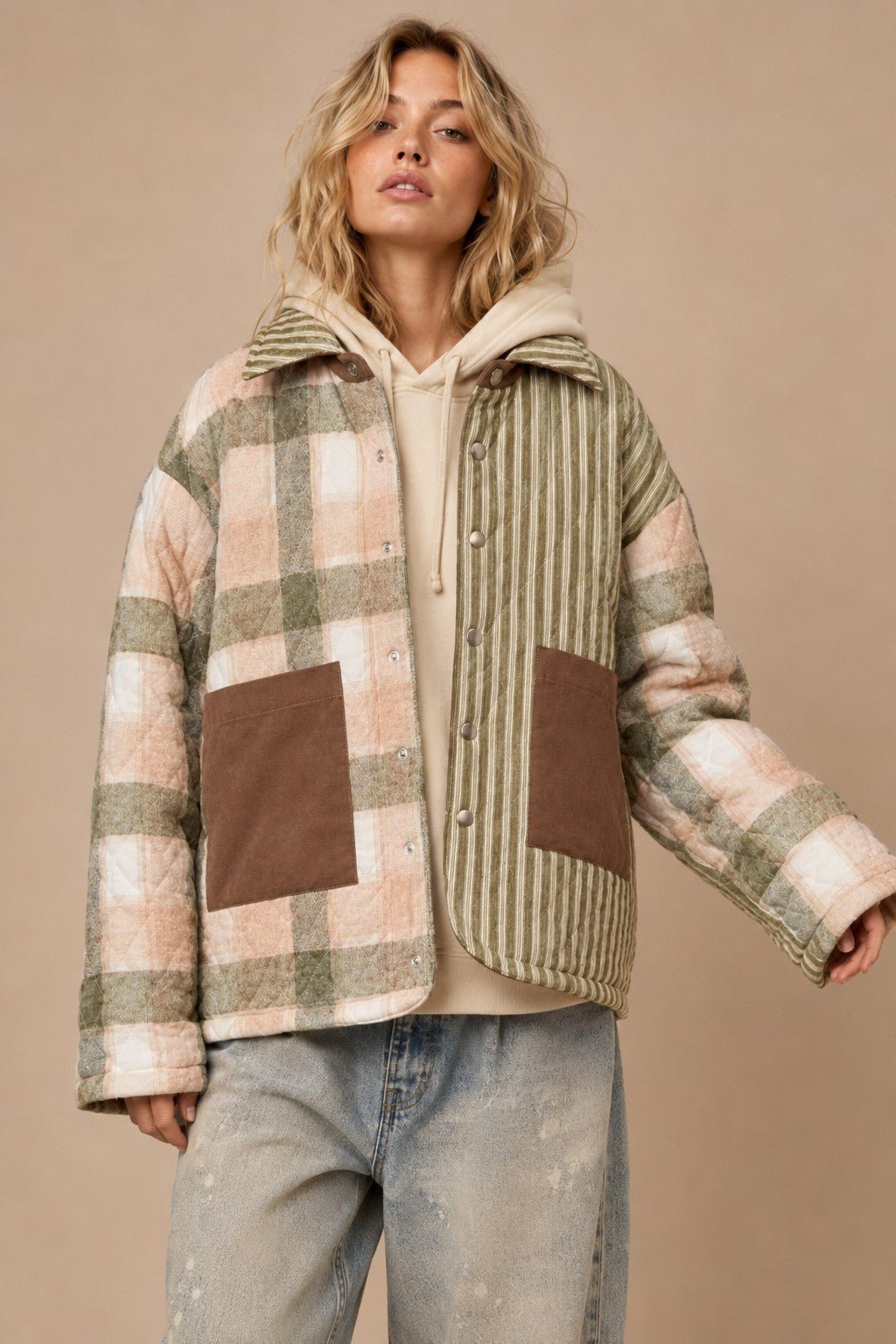 Crossroads Mixed Print Quilted Jacket - Westly