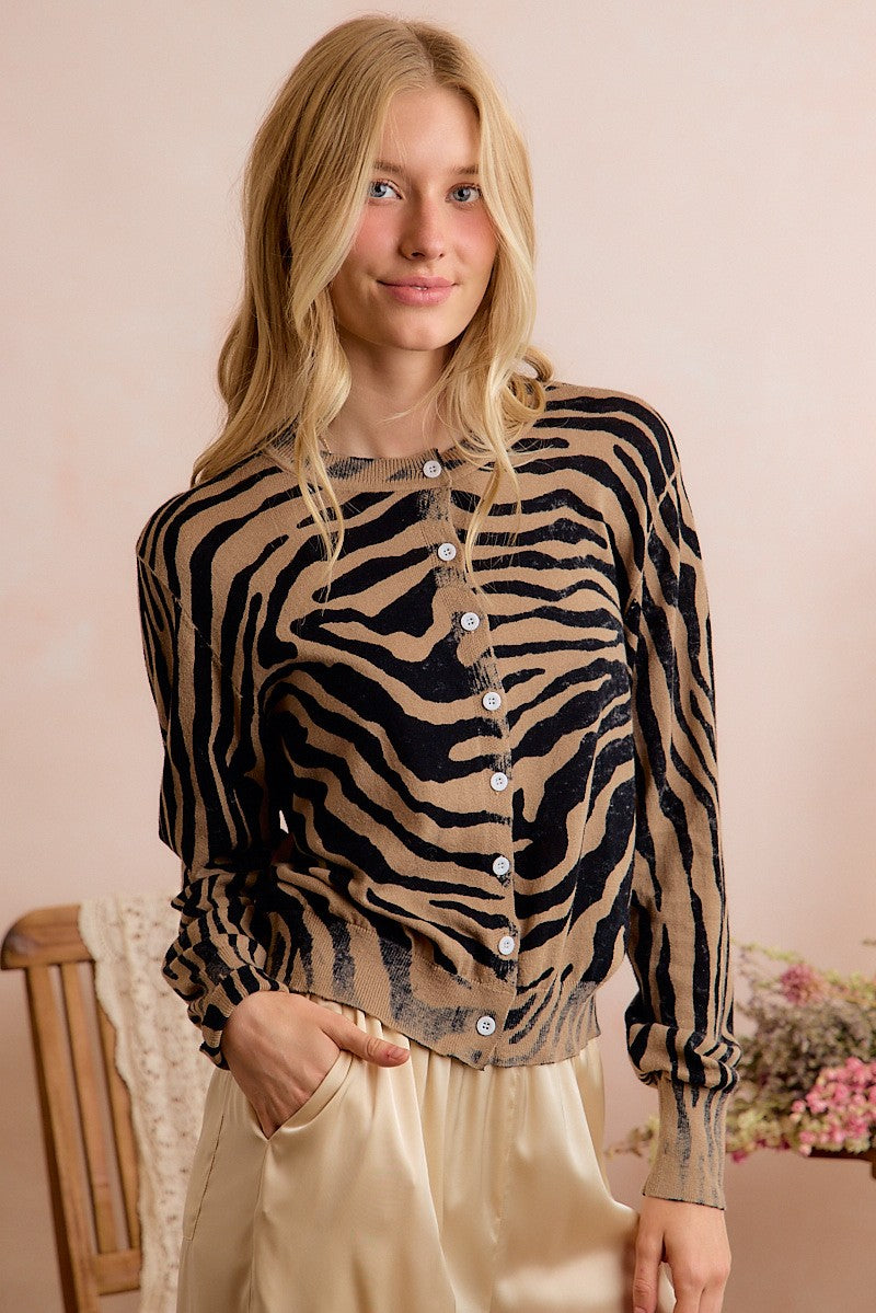 Crosswalk Zebra Knit Cardigan - Zebra