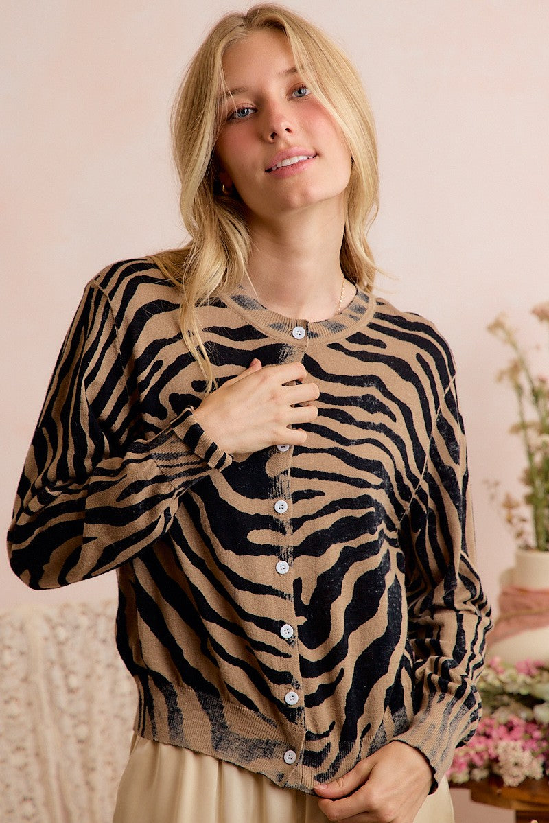 Crosswalk Zebra Knit Cardigan - Zebra