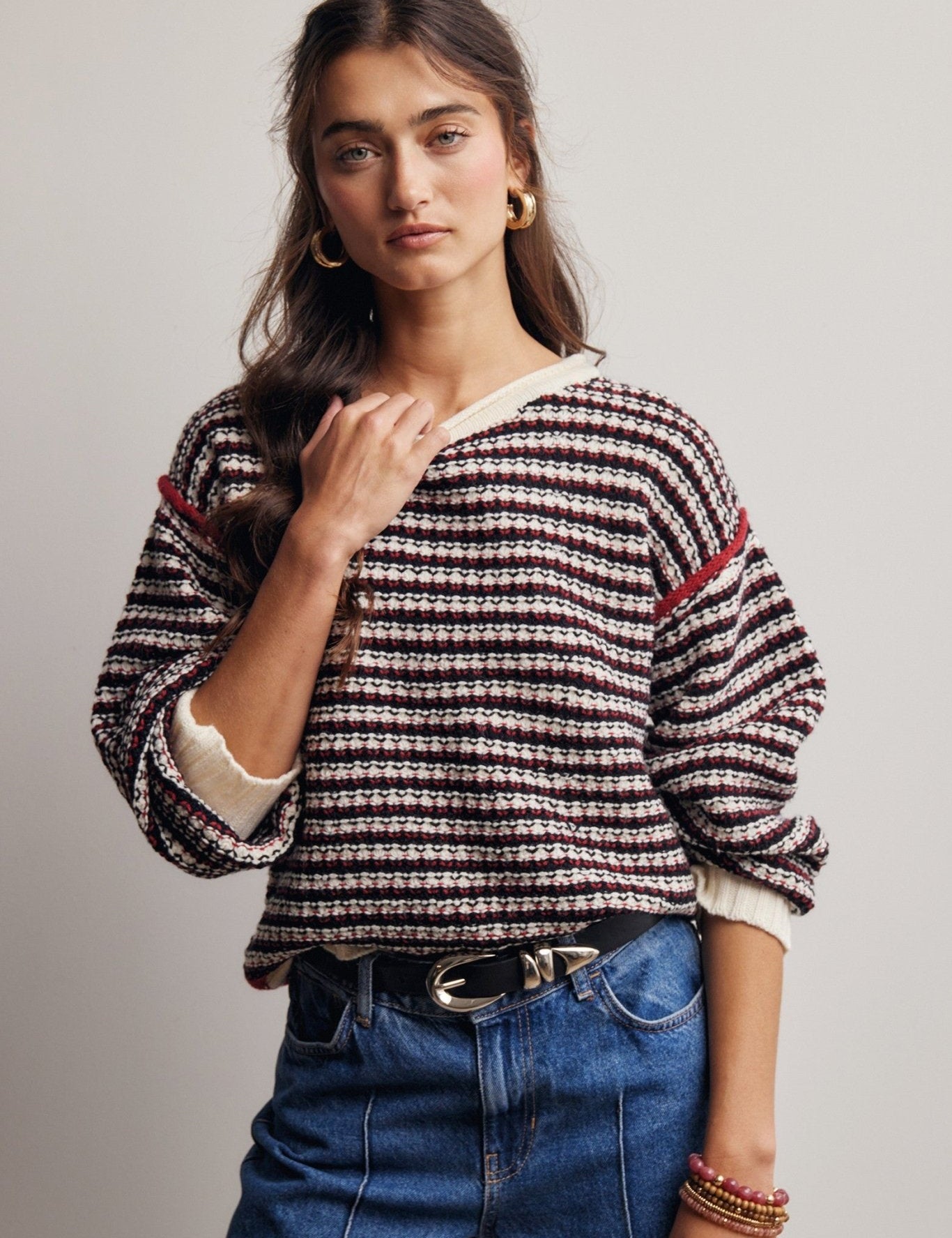 Crossways Textured Stripe Sweater - Westly