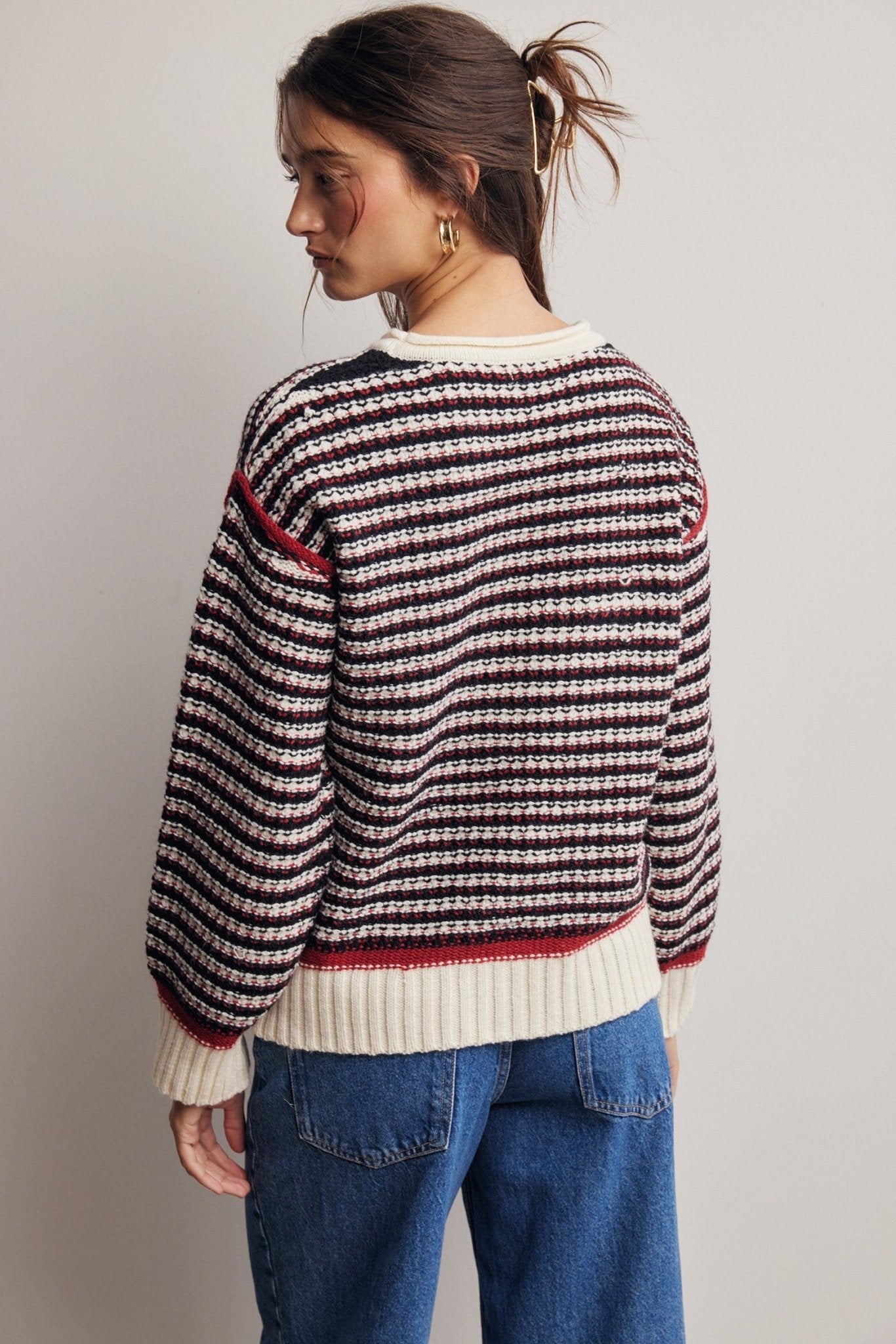 Crossways Textured Stripe Sweater - Westly