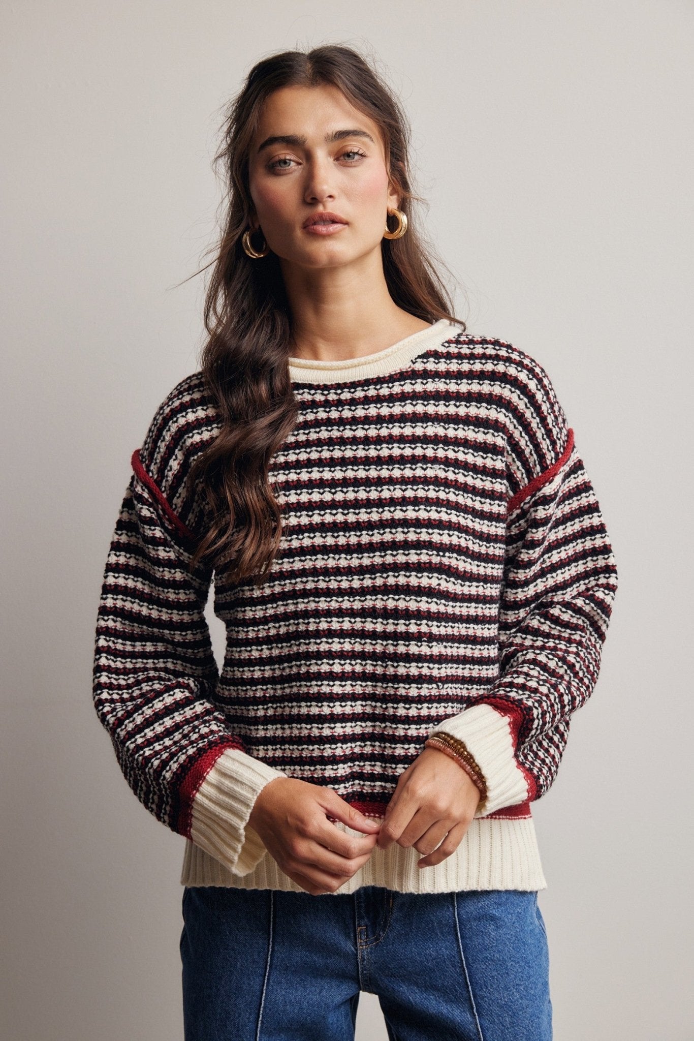 Crossways Textured Stripe Sweater - Westly