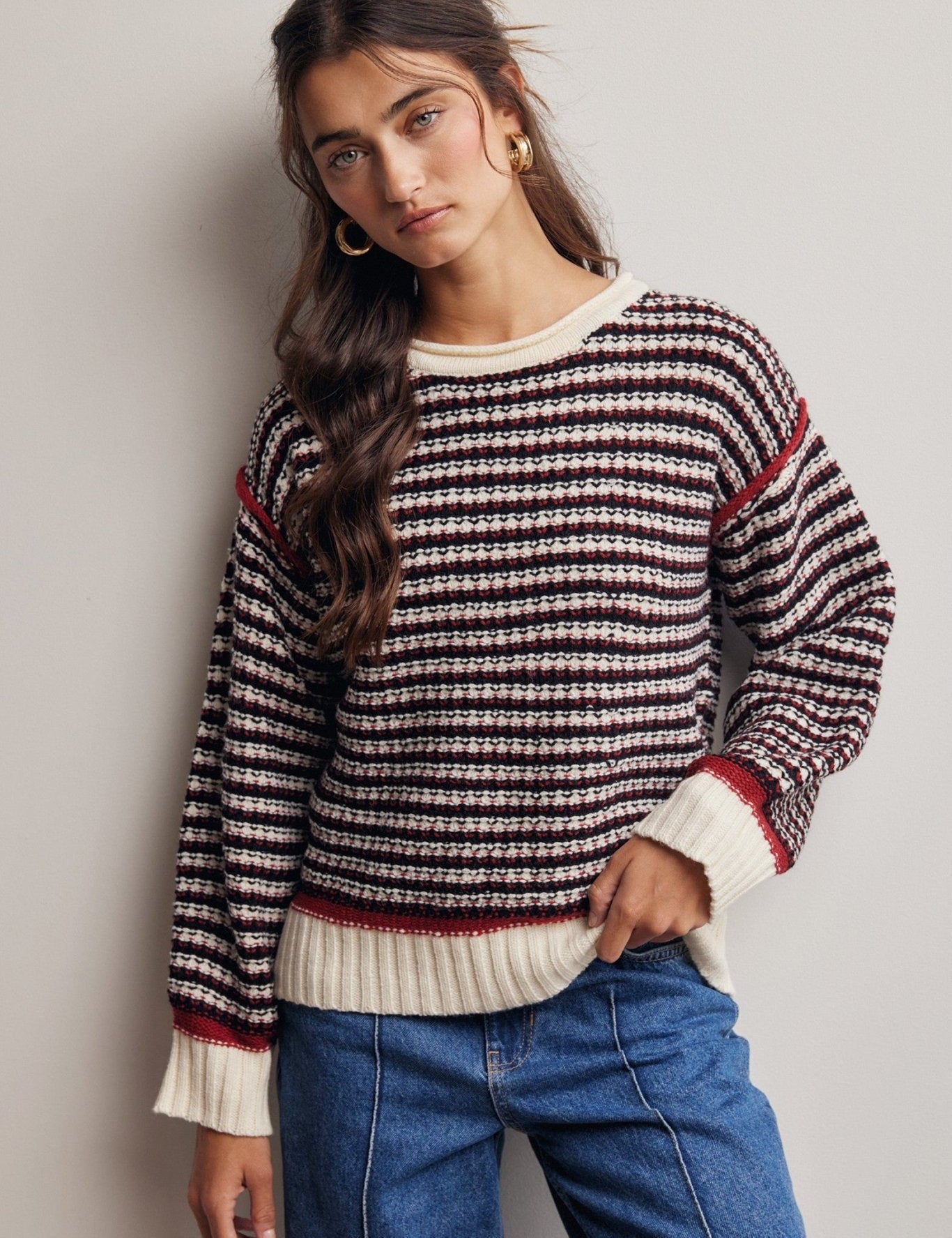 Crossways Textured Stripe Sweater - Westly