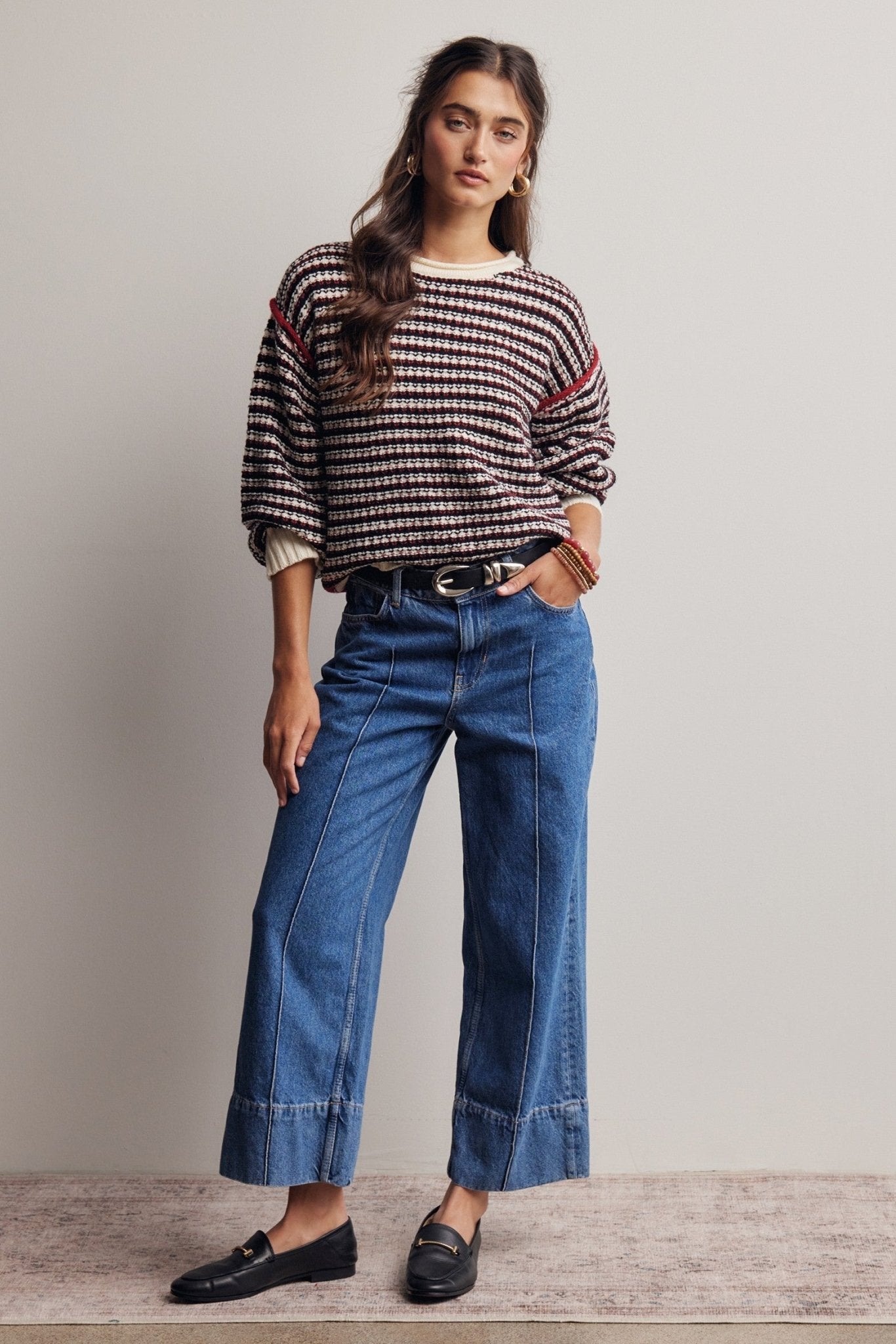 Crossways Textured Stripe Sweater - Westly