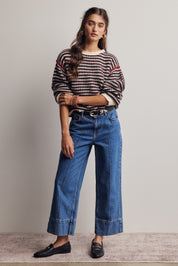 Crossways Textured Stripe Sweater in Black Red, photo 10