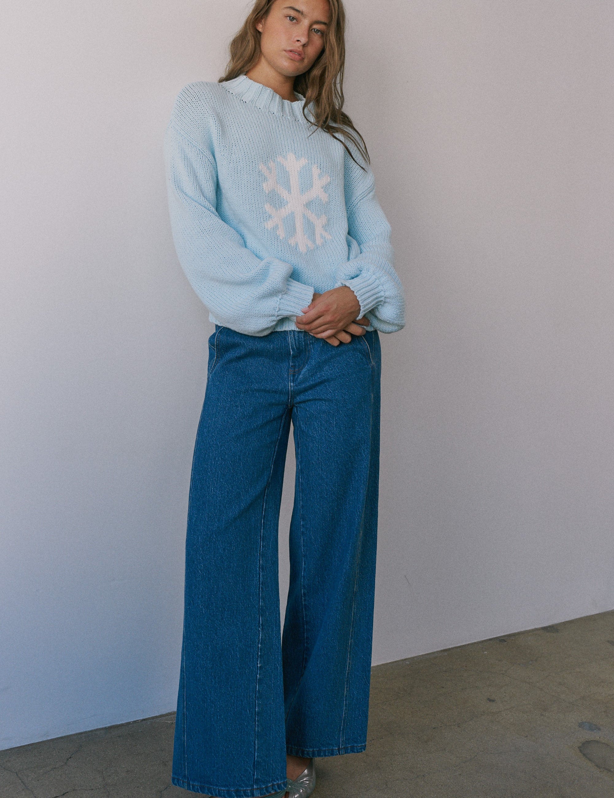 Crystal Peak Snowflake Sweater in Icy Blue - product photo 1
