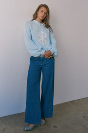 Crystal Peak Snowflake Sweater in Icy Blue - product photo 1