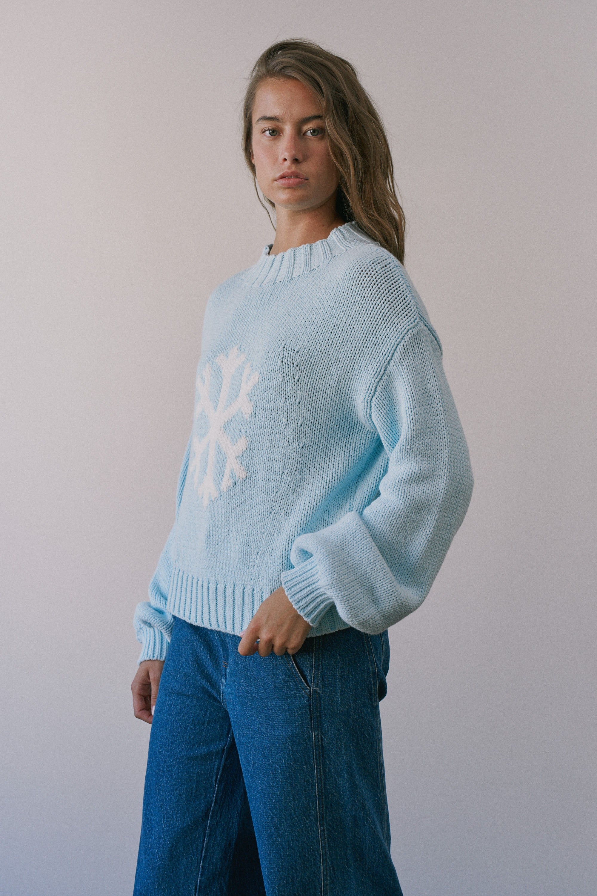 Crystal Peak Snowflake Sweater in Icy Blue - product photo 6