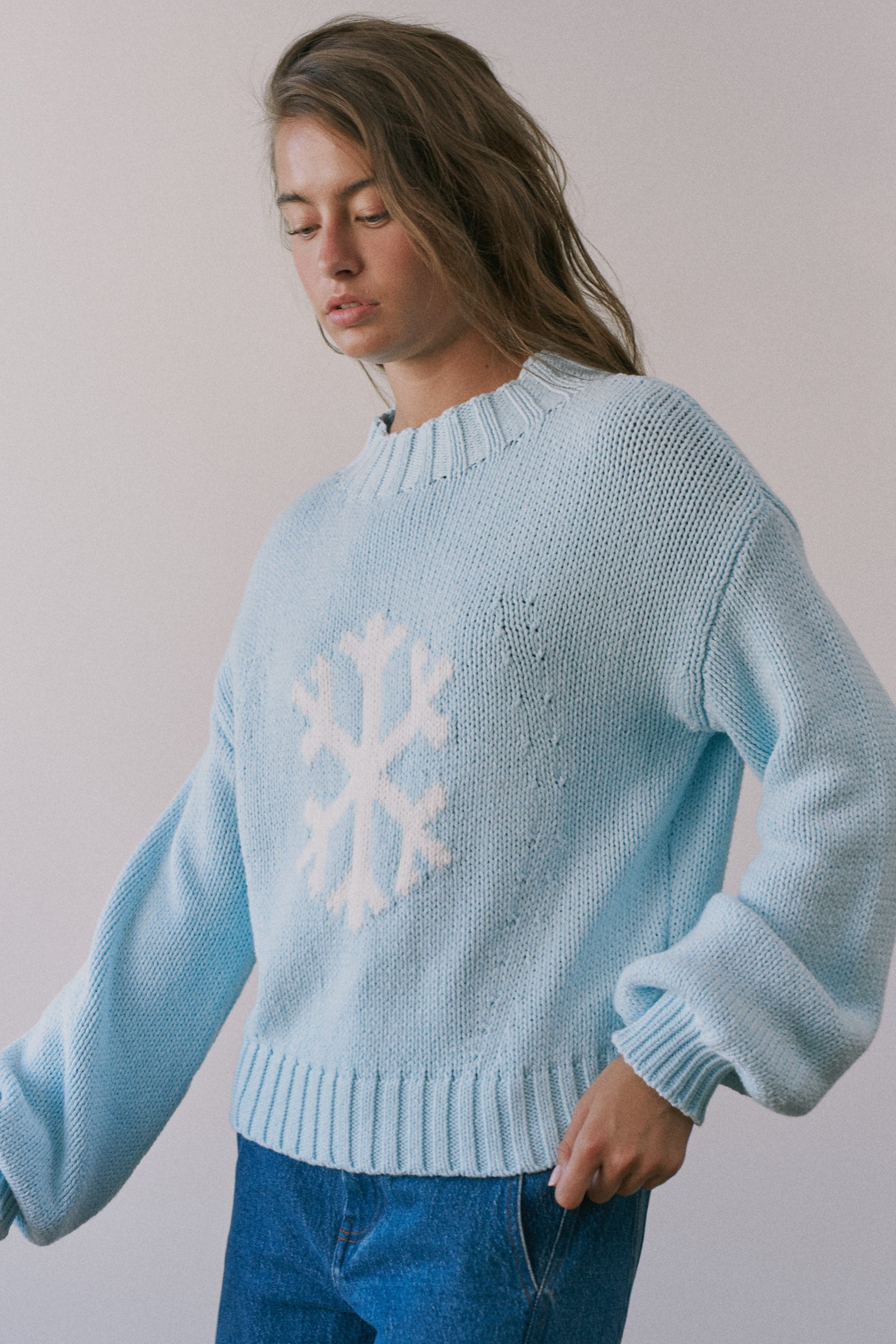Crystal Peak Snowflake Sweater in Icy Blue - product photo 7