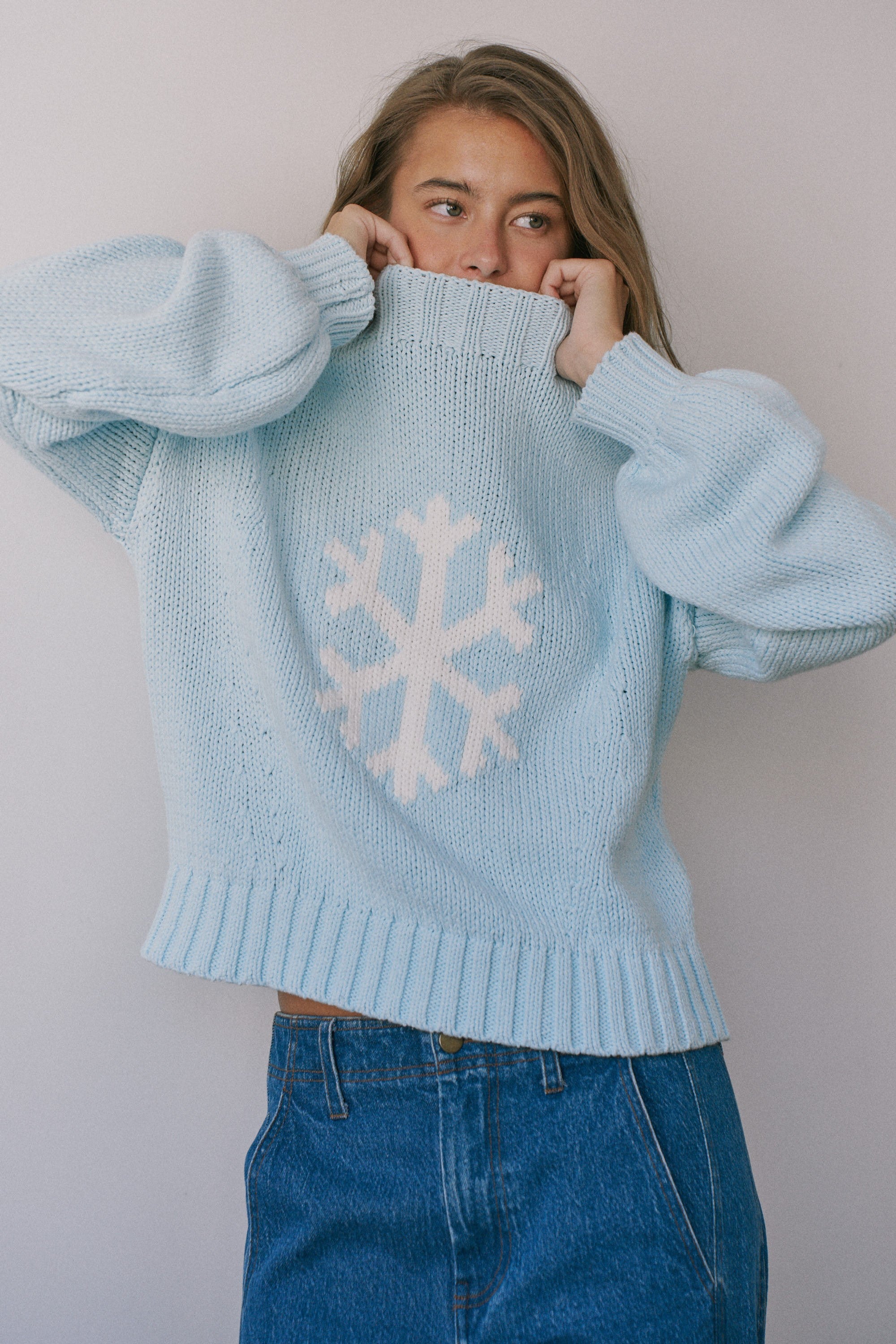 Crystal Peak Snowflake Sweater in Icy Blue - product photo 14